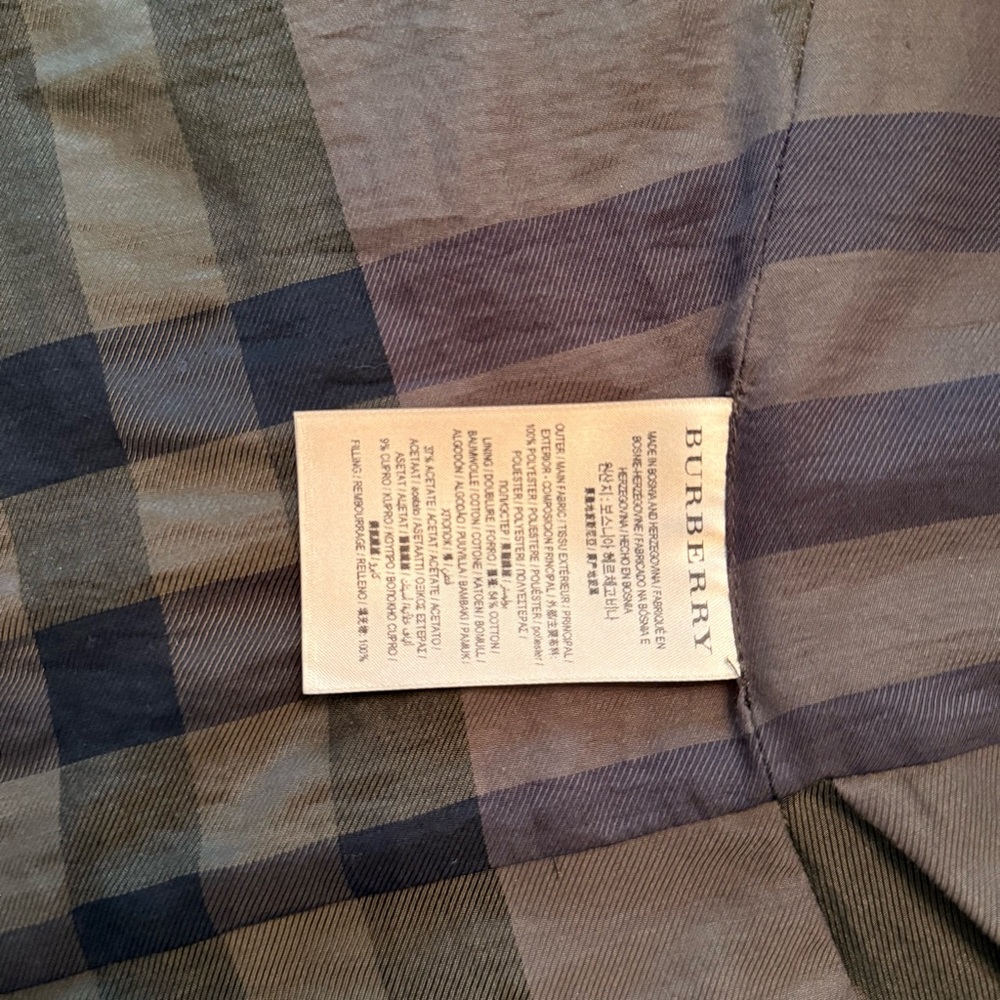 Burberry Olive Green Plaid-Lined Quilted Vest - Picture 5 of 8